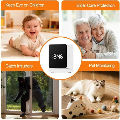 Clock Camera,2K HD Camera,Nanny Cam, Local and Cloud Storage,Used for Home Indoor Security, with AI Motion Detection and Night Vision Functions. in Saudi Arabia