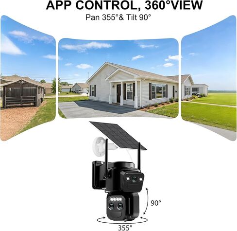 4K Triple Lens Solar Security Cameras Wireless Outdoor, 360° Pan/Tilt in Saudi Arabia