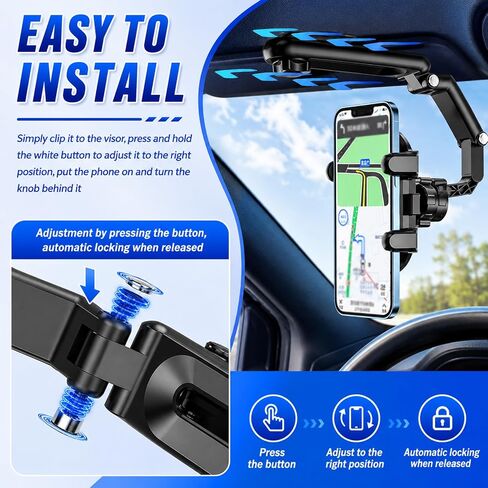 2026 New Sun Visor Phone Holder,1080° Adjustable Car Visor Phone Mount in Saudi Arabia