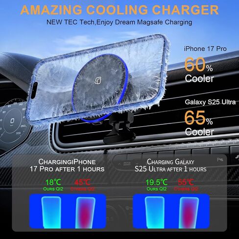 Magnetic Phone Holder for Car ,Magsafe Car Mount Charger for iPhone 17 16 Pro Max 17Air 16e 15 15Pro 14 Plus Mag Safe iPhone Car Mount for Magnet Holders for Your Car Accessories Wireless Charging in Saudi Arabia
