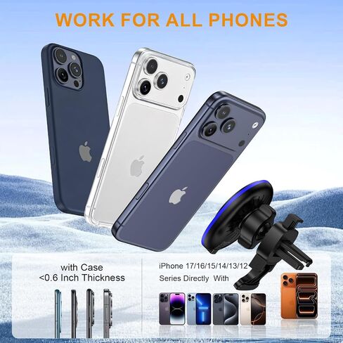 Magnetic Phone Holder for Car ,Magsafe Car Mount Charger for iPhone 17 16 Pro Max 17Air 16e 15 15Pro 14 Plus Mag Safe iPhone Car Mount for Magnet Holders for Your Car Accessories Wireless Charging in Saudi Arabia