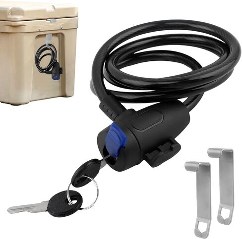 2PCS Cooler Lock Bracket Cooler Tie Down Kit with Security Cable Lock, Stainless Steel Ice Chest Bracket Security Kit 3.6FT Coolers Padlock ﻿ in Saudi Arabia