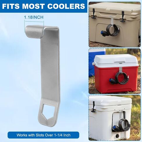 2PCS Cooler Lock Bracket Cooler Tie Down Kit with Security Cable Lock, Stainless Steel Ice Chest Bracket Security Kit 3.6FT Coolers Padlock ﻿ in Saudi Arabia