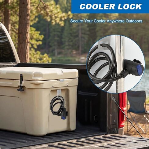 2PCS Cooler Lock Bracket Cooler Tie Down Kit with Security Cable Lock, Stainless Steel Ice Chest Bracket Security Kit 3.6FT Coolers Padlock ﻿ in Saudi Arabia