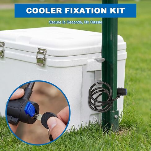 2PCS Cooler Lock Bracket Cooler Tie Down Kit with Security Cable Lock, Stainless Steel Ice Chest Bracket Security Kit 3.6FT Coolers Padlock ﻿ in Saudi Arabia