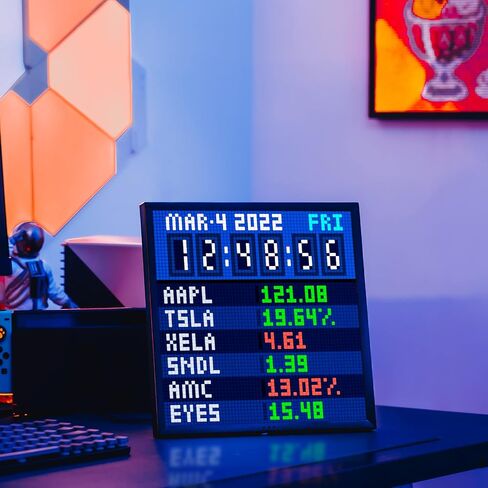 Divoom Times Gate Silver+Pixoo 64，RGB LED Display, Pixel Cyberpunk Gaming Setup Digital Clock with Smart APP Control, and 64×64 LED Panel Display Frame for Home Decor/Social Media Fans Counter in Kuwait