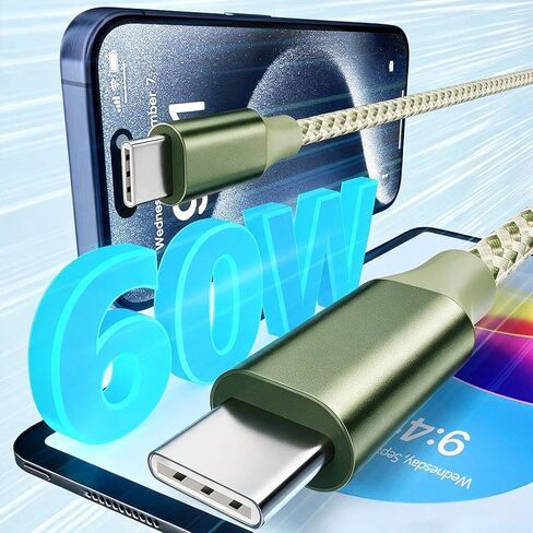 KYEHD USB C Cable，3 Pack 10FT 60W Fast Charging USB C to USB C Cable, Durable Type C Charger Cable for iPhone 17/16/15/iPad MacBook CarPlay and More in Kuwait