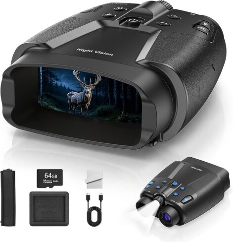 Night Vision Goggles, Night Vision Binoculars for Adults, 5000mAh Rechargeable Infrared Binoculars with 3'' Large Screen, 10X Digital Zoom External Flashlight for Camping in Saudi Arabia