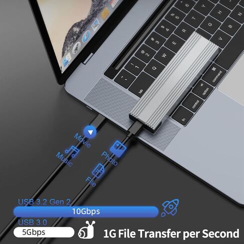 M.2 NVME NGFF 2 in 1 SSD Enclosure, Tool-Free USB 3.1 Gen 2 10Gbps NVMe PCI-E/ 6Gbps SATA M-Key / B+M Key Solid State Drive External Adapter for SSDs 2242 2260 2280 (2 in 1 M.2 SSD Enclosure) in Saudi Arabia