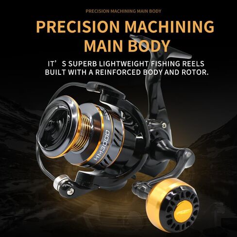 HM Spinning Reel for Saltwater 5.2:1 Gear Ratio Spinning Reel 1000/3000/4000/5000/6000/7000 Lightweight Carrete de Pesca Stainless Steel Ball Bearings Up to 17.6 Lbs Drag Nylon Aluminum in Saudi Arabia