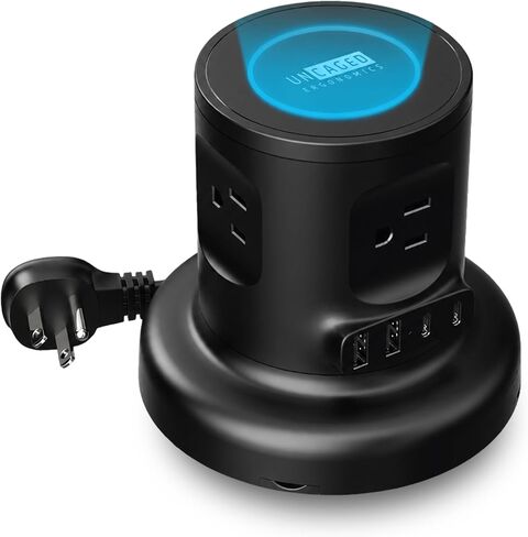 Uncaged Ergonomics Retractable Power Strip Surge Protector Tower (Black) in Saudi Arabia