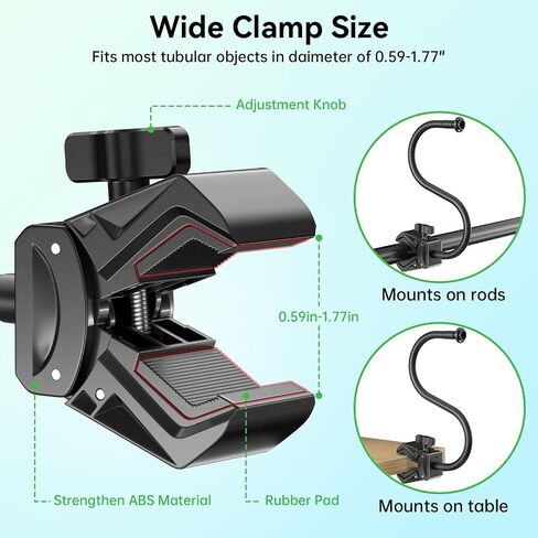 Camera Mount for Blink Outdoor 4/Outdoor 2K+/Mini/Mini 2K+ /Blink XT3 (3rd Gen) /XT2 /XT,Gooseneck Clamp Mount 1/4"-20 Screw with Adapters for Handlebar,Cross Bar,Shelf,Tabletop,Tub-2 Pack Black in Kuwait