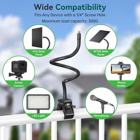 Camera Mount for Blink Outdoor 4/Outdoor 2K+/Mini/Mini 2K+ /Blink XT3 (3rd Gen) /XT2 /XT,Gooseneck Clamp Mount 1/4"-20 Screw with Adapters for Handlebar,Cross Bar,Shelf,Tabletop,Tub-2 Pack Black in Kuwait