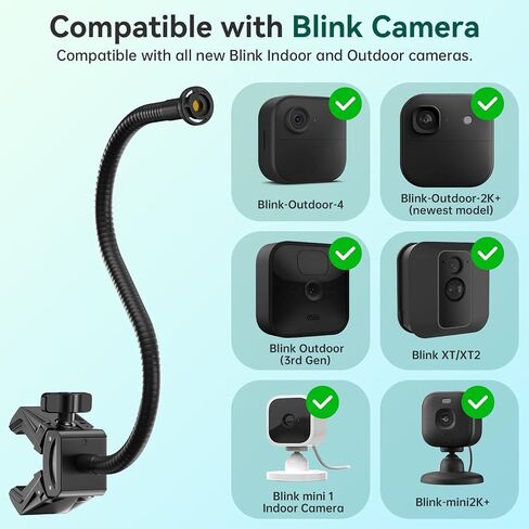 Camera Mount for Blink Outdoor 4/Outdoor 2K+/Mini/Mini 2K+ /Blink XT3 (3rd Gen) /XT2 /XT,Gooseneck Clamp Mount 1/4"-20 Screw with Adapters for Handlebar,Cross Bar,Shelf,Tabletop,Tub-2 Pack Black in Kuwait