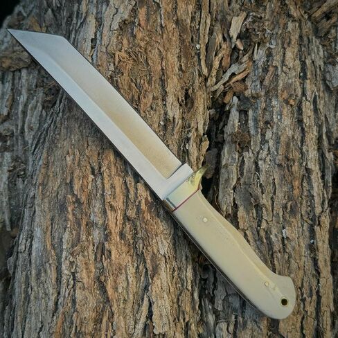 Handmade Hunting Fixed Blade Tanto knife with Leather sheath Outdoor Carbon steel knife for Skinning Camping Adventure For gifted in Kuwait