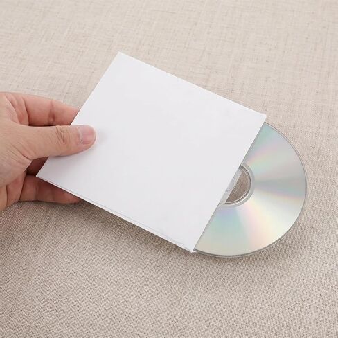 30pcs White Paper CD and DVD Sleeves for Disc Protection and Space Saving, Small Square Media Storage Sleeves for Music Studios and Travel, Sleek Design Paper Storage Envelopes in Kuwait