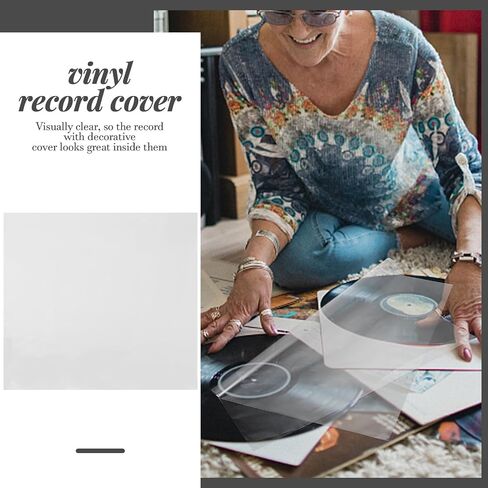 SEWACC 50pcs Vinyl Record Album Outer Sleeve Protector Self-Adhesive Seal, Transparent Polypropylene Material, Mud Resistant, for Vinyl Record Storage and Protection in Saudi Arabia