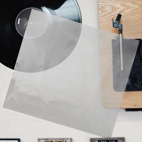 VANZACK 50pcs Vinyl Record Outer Protective Sleeves White Pp Plastic Covers with Self-Adhesion for Protecting Vinyl Records and Anti-Fingerprint in Kuwait