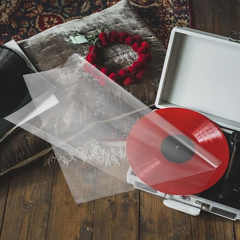 VANZACK 50pcs Vinyl Record Outer Protective Sleeves White Pp Plastic Covers with Self-Adhesion for Protecting Vinyl Records and Anti-Fingerprint in Kuwait