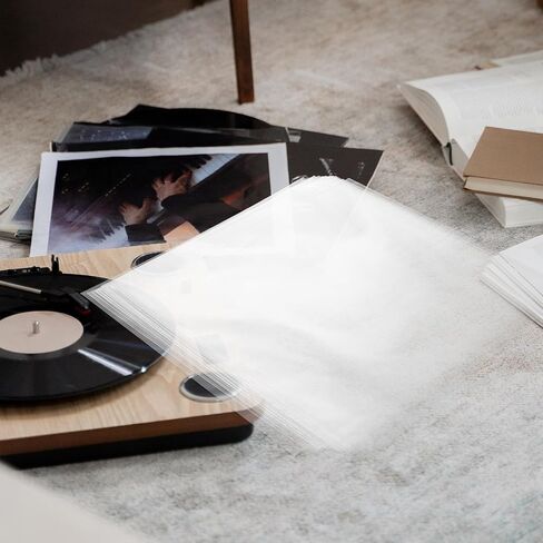 VANZACK 50pcs Vinyl Record Outer Protective Sleeves White Pp Plastic Covers with Self-Adhesion for Protecting Vinyl Records and Anti-Fingerprint in Kuwait