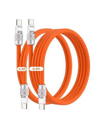 chubbycable Silicone USB C to C Cable, Orange, 2 Pack [3.3ft + 6.6ft] in Saudi Arabia