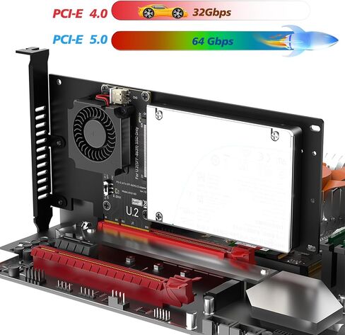 SFF-8639 U.2 PCIe Adapter Card with Cooling Fan in Saudi Arabia