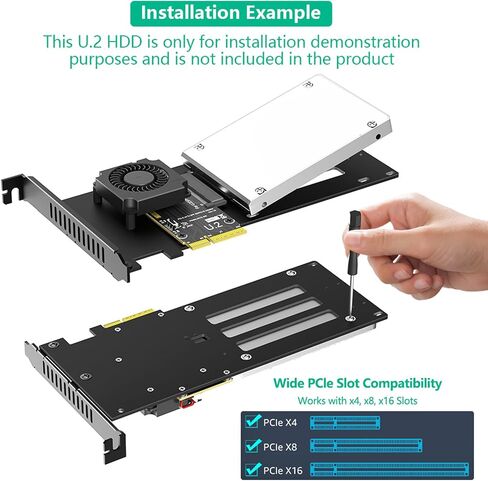 SFF-8639 U.2 PCIe Adapter Card with Cooling Fan in Saudi Arabia
