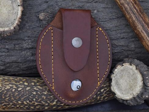Knives Ranch Handmade Pocket Knife 4-1/2" (Closed) - Damascus Steel Blade - Liner Lock - Natural Cattle Bone Handle with Cowhide Pouch (5129-B) in Saudi Arabia