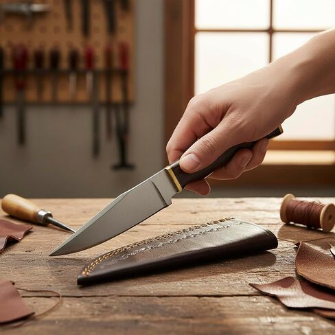 SZCO Full Tang Hunting Knife 8.5 Inch - Fixed Blade Camping Knife with Wenge Wood Handle, Stainless Steel Blade & Sheath for Hunting, Camping & Outdoor uses for Men in Saudi Arabia