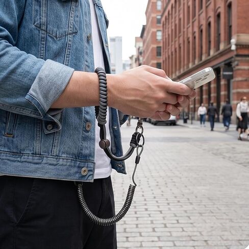 1set Phone Wrist Strap Anti Theft Retractable 120CM Chain Cell Phone Lanyard Holder Wristlet for Daily Commuting Outdoor in Saudi Arabia