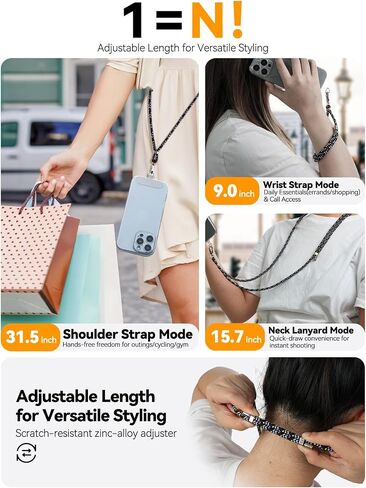 4-IN-1 Phone Lanyard, Adjustable Cell Phone Lanyard with 2 Tether Tabs, Men Women Wrist Strap for iPhone,Smartphone in Saudi Arabia