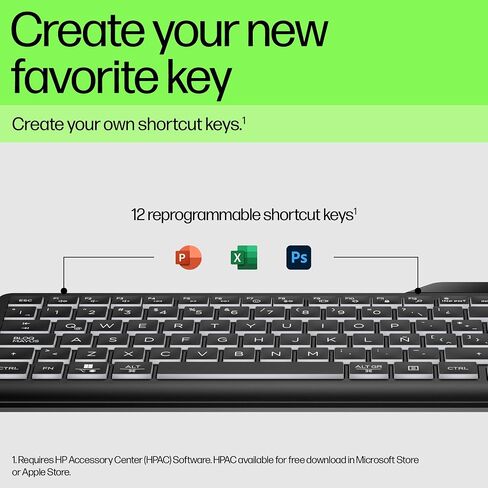 HP 400 Backlit Wired Keyboard (Ash Wired) - Warm White LED Illuminated Keys w/ 3 Brightness Levels - Slim & Portable Design - 12 Programmable Keys - Spill-Resistant, Sanitizable in Saudi Arabia