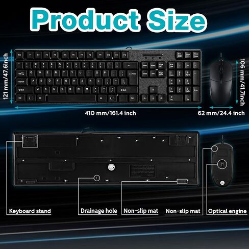 Fabbay 24 Pcs USB Wired Keyboard and Mouse 12 Wired Mouse 12 Corded Full Size Keyboard for School Office Home Compatible with Computer/Laptop/Windows/PC/Desktop in Kuwait