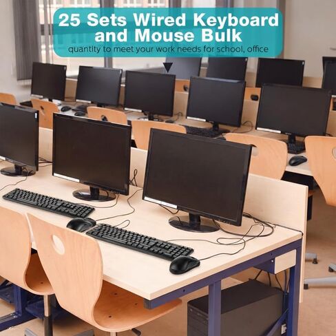 Fabbay 24 Pcs USB Wired Keyboard and Mouse 12 Wired Mouse 12 Corded Full Size Keyboard for School Office Home Compatible with Computer/Laptop/Windows/PC/Desktop in Kuwait