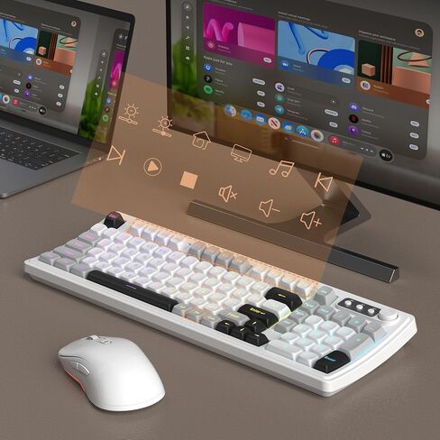 Camiysn GK990 Creamy Wireless Keyboard and Mouse Combo, 99 Keys RGB Backlit Rechargeable Quiet Gaming Keyboard, Adjustable Optical Mouse, with Number Pad in Kuwait
