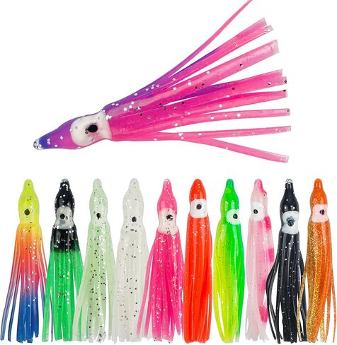 Squid Skirts Fishing Lures Octopus Skirts, 30pcs Saltwater Trolling Lures Multicolor Soft Bait Octopus Squid Skirts for Bass Trout Fishing in Saudi Arabia