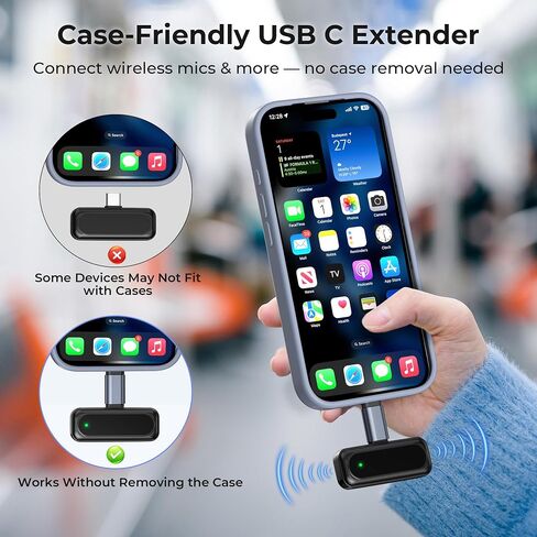Basesailor USB Type C Extension Adapter 3-Pack with USB Type C Extension Cable 6.6FT for iPhone 16 15 14 13 12 MacBook,iPad 8th 9th 10th Pro Air 4th Mini 6th,S24, Otterbox Case,Samsung Dex Station in Kuwait