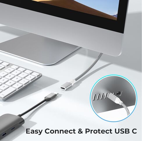 Basesailor USB Type C Extension Adapter 3-Pack with USB Type C Extension Cable 6.6FT for iPhone 16 15 14 13 12 MacBook,iPad 8th 9th 10th Pro Air 4th Mini 6th,S24, Otterbox Case,Samsung Dex Station in Kuwait
