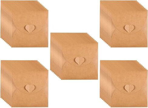 50Pcs Vintage Kraft Paper CD DVD Sleeves Envelopes Storage Cases with Heart Button in Saudi Arabia