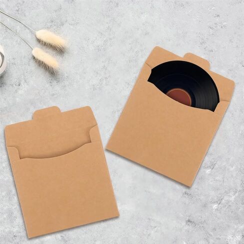 100 Pack Kraft Paper CD Sleeves, Heavy Duty DVD Envelopes for Storage Organization in Saudi Arabia