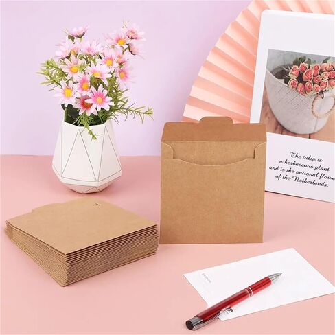 100Pcs Kraft Paper Bags for CD DVD Disc Storage, Coin Packaging Envelopes in Saudi Arabia