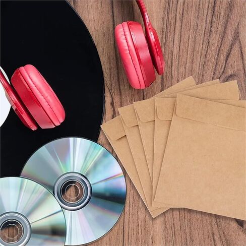 100Pcs Kraft Paper Bags for CD DVD Disc Storage, Coin Packaging Envelopes in Saudi Arabia