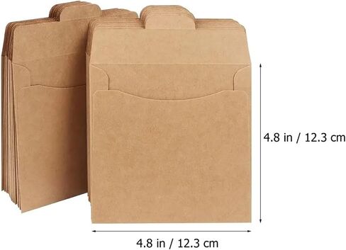 100Pcs Kraft Paper Bags for CD DVD Disc Storage, Coin Packaging Envelopes in Saudi Arabia