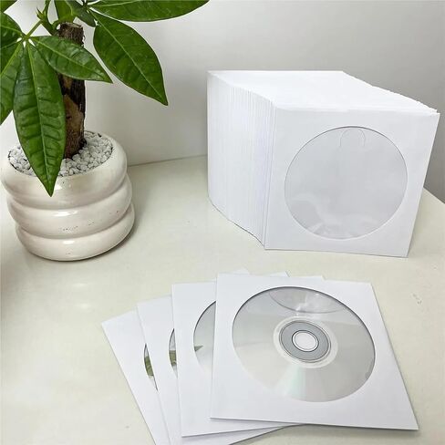 200pcs White Paper CD DVD Sleeves with Clear Window & Flap in Saudi Arabia