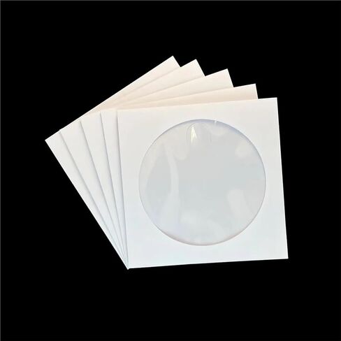 200pcs White Paper CD DVD Sleeves with Clear Window & Flap in Saudi Arabia