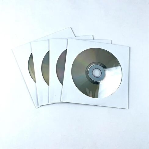 200pcs White Paper CD DVD Sleeves with Clear Window & Flap in Saudi Arabia