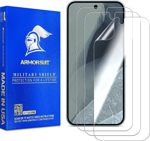 ArmorSuit 3 Pack for Google Pixel 11 Pro XL/Pixel 10 Pro XL/Pixel 9 Pro XL Screen Protector – Case Friendly, Fingerprint Unlock Supported, MilitaryShield HD Clear Film - Made in the USA in Kuwait