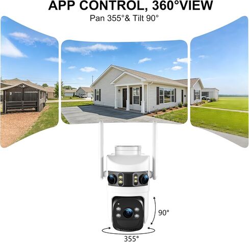 6MP Triple Lens Solar Security Cameras Wireless Outdoor, AOV 24/7 Recording in Saudi Arabia
