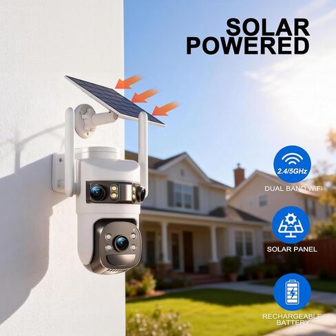 6MP Triple Lens Solar Security Cameras Wireless Outdoor, AOV 24/7 Recording in Saudi Arabia