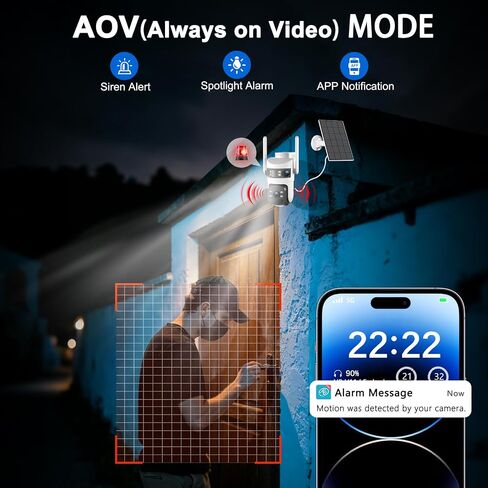 6MP Triple Lens Solar Security Cameras Wireless Outdoor, AOV 24/7 Recording in Saudi Arabia